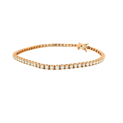 14k Rose Gold 3.32ctw Round Brilliant Diamond Tennis Bracelet — reverse view