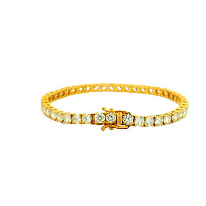 14k Yellow Gold 9.70ctw Round Brilliant Natural Diamond Tennis Bracelet — reverse view