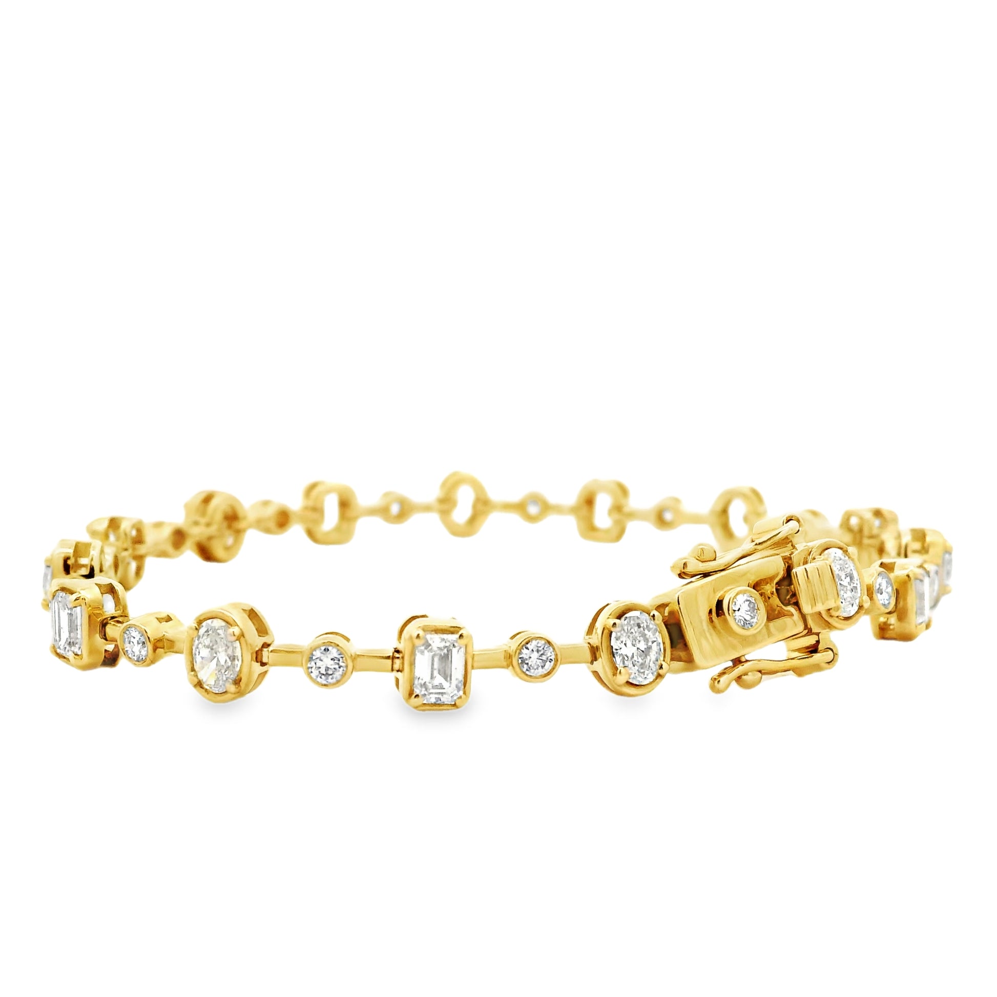 14k Yellow Gold 3.58ctw Mixed Cut Diamond Tennis Bracelet — reverse view