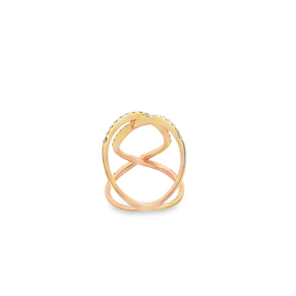 18k Rose Gold 0.82ctw Round Diamond Pavé Cocktail Ring — underside view