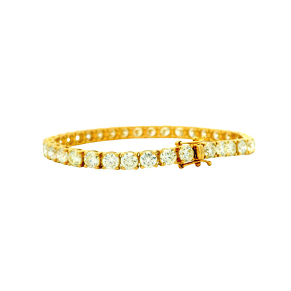 14k Yellow Gold 14.20ctw Natural Round Brilliant Diamond Tennis Bracelet — reverse view