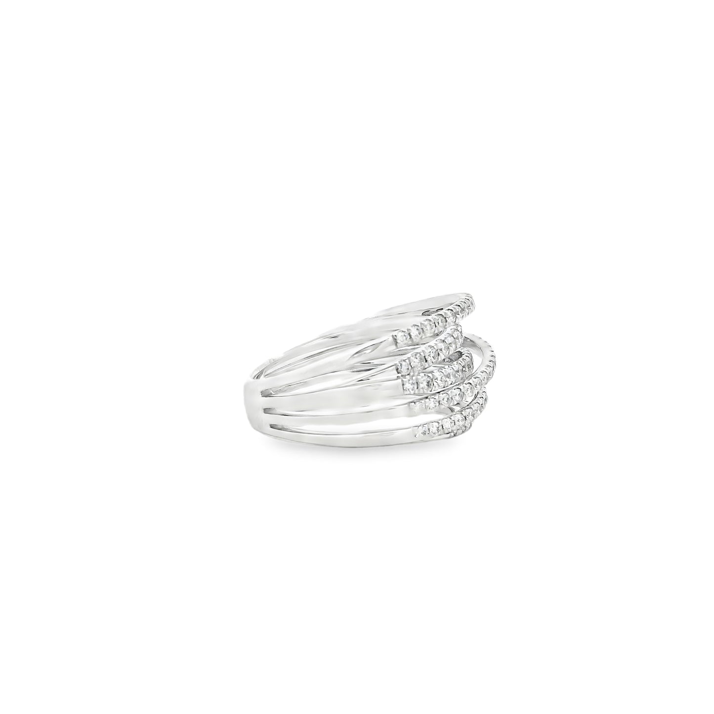 Gabriel & Co. 14k White Gold 1.00ctw Diamond Criss Cross Layered Ring — underside view