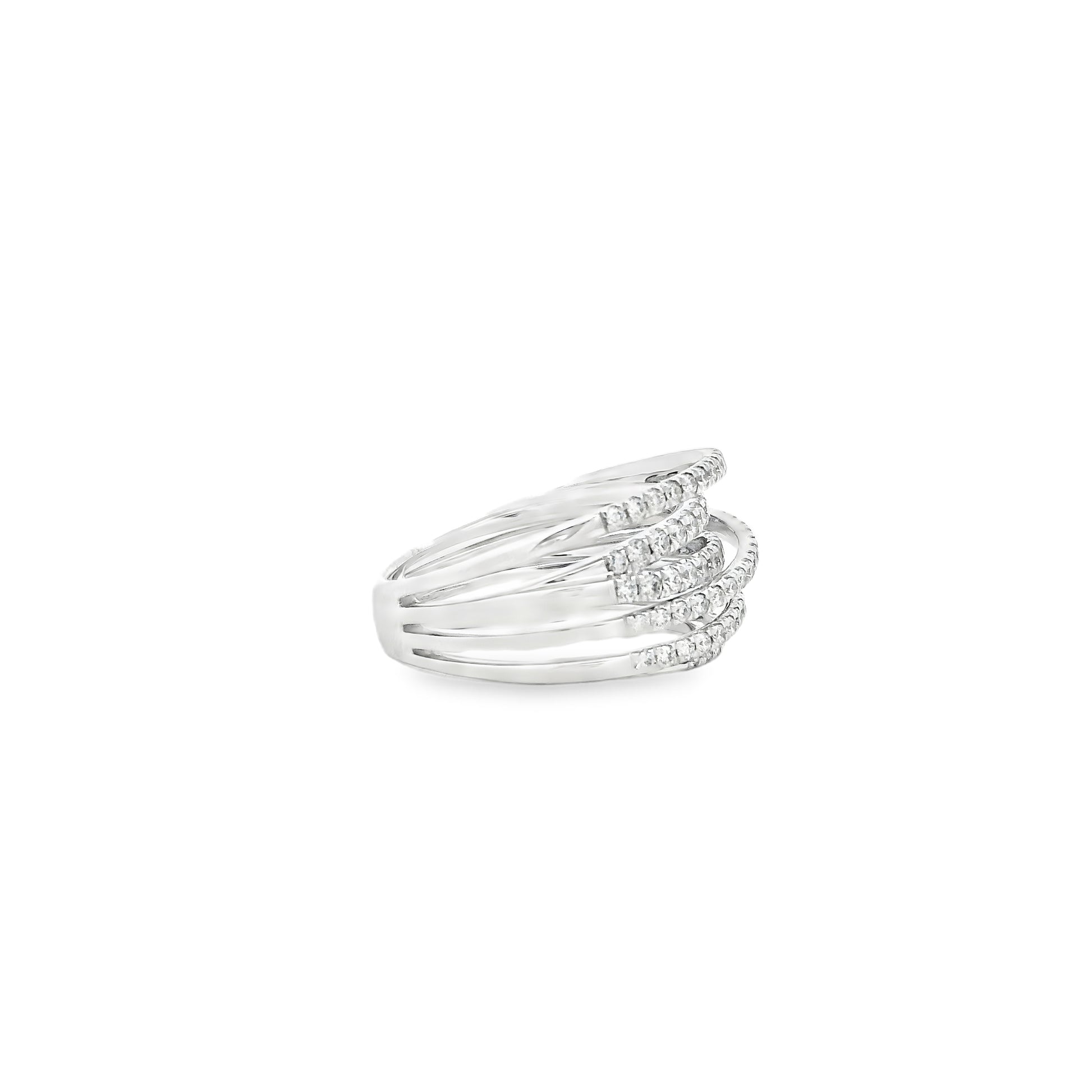 Gabriel & Co. 14k White Gold 1.00ctw Diamond Criss Cross Layered Ring — underside view