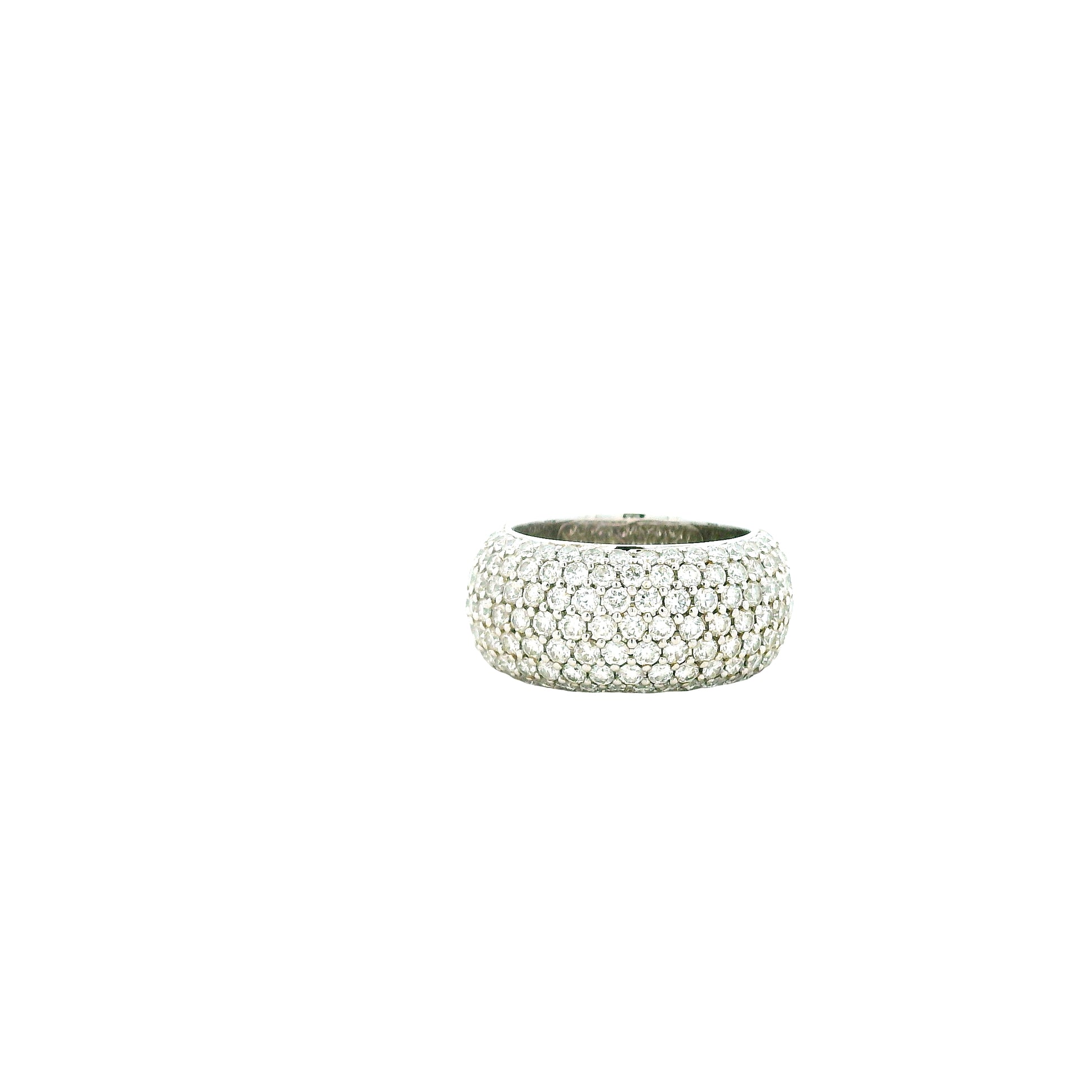 18k White Gold 3.65ctw Round Brilliant Diamond Pavé Ring — underside view