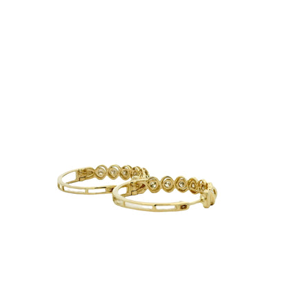 10k Yellow Gold 1.40ctw Bezel-Set Round Diamond Hoop Earrings — underside view