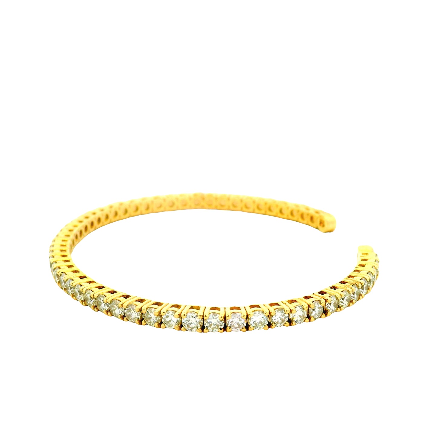 14k Yellow Gold 5.20ctw Round Brilliant Diamond Open Cuff Bangle Bracelet — reverse view