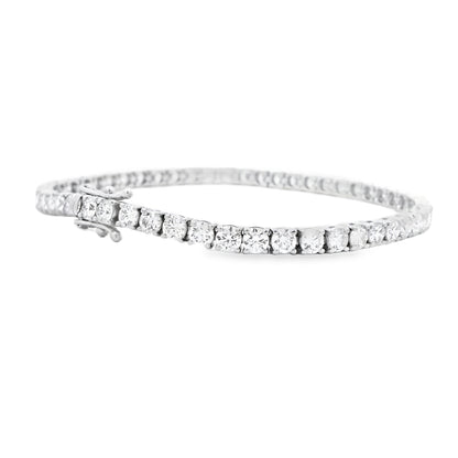18k White Gold 6.55ctw Round Brilliant Natural Diamond Tennis Bracelet — reverse view