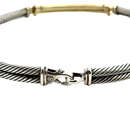 David Yurman Sterling Silver & 18k Gold Metro Diamond Choker Necklace 15" — reverse view
