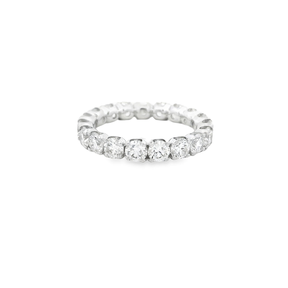18k White Gold 3.04ctw Round Brilliant Diamond Eternity Band Ring — underside view