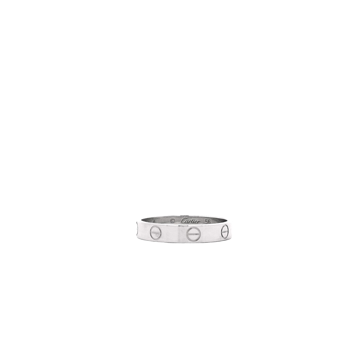 Cartier Platinum Love Ring with Papers — underside view