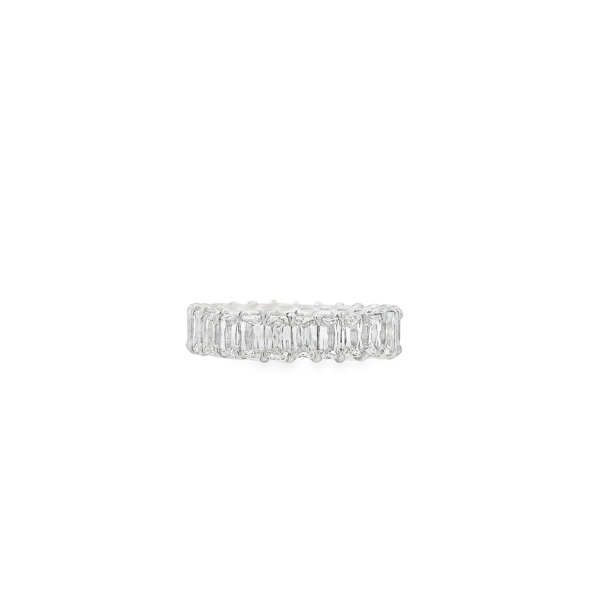 18k White Gold 4.35ctw Triple Cut Diamond Eternity Band Ring — underside view