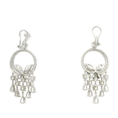 18k White Gold 13.35ctw Marquise, Pear & Round Brilliant Diamond Drop Earrings — reverse showing the back