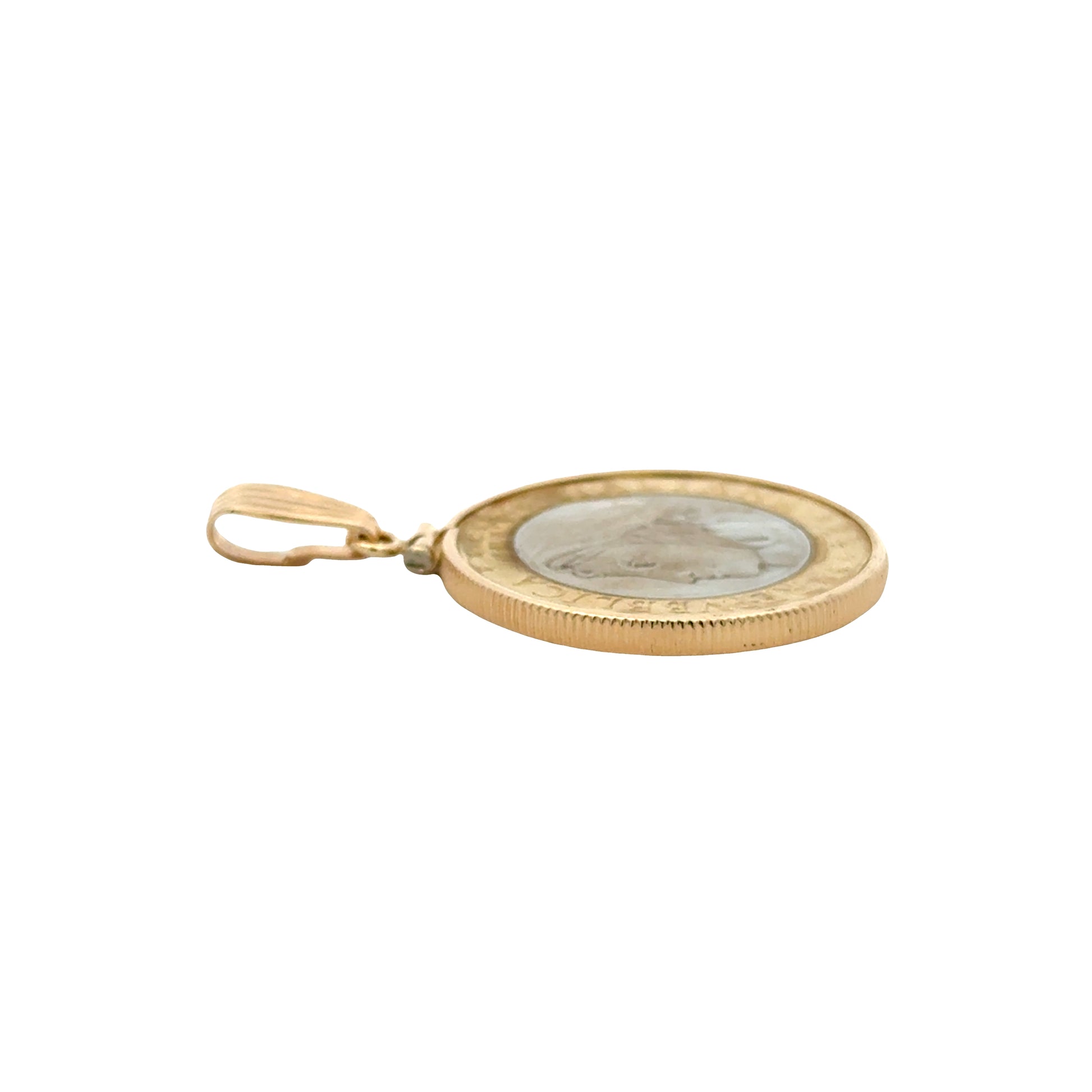 14k Yellow Gold Repubblica Italiana Coin Pendant — reverse view