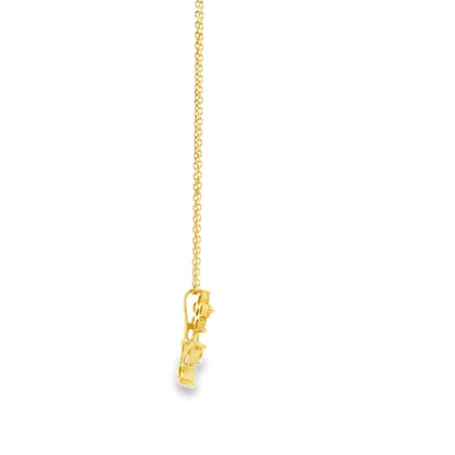 14k Yellow Gold 0.37ctw Natural Diamond Pavé Flower Pendant Necklace — reverse view