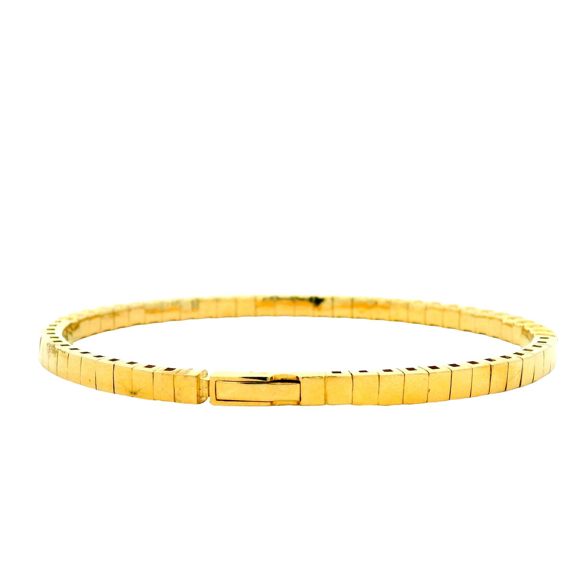 14k Yellow Gold 3.15ctw Round Brilliant Diamond Halfway Bangle Bracelet — reverse view