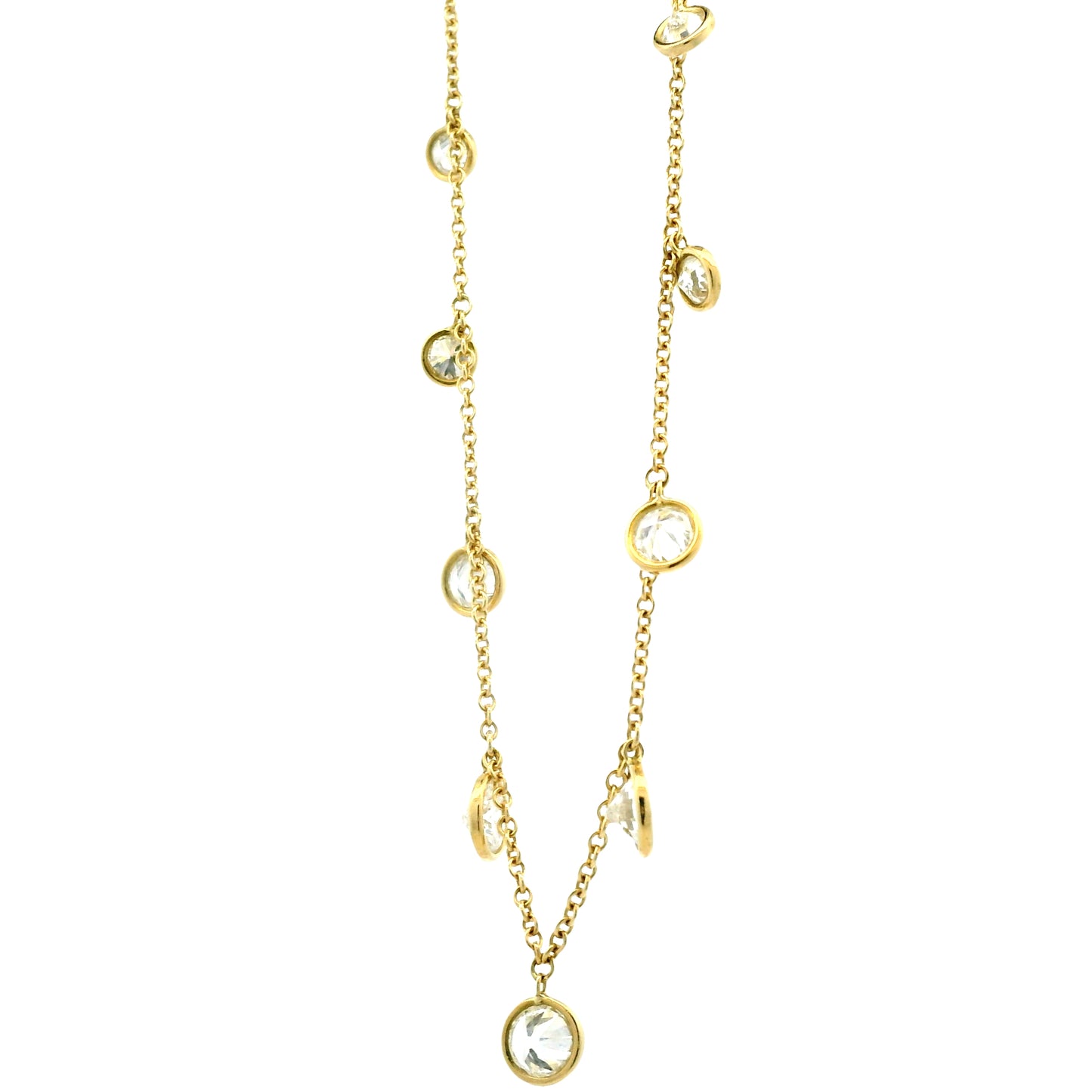 18k Yellow Gold 3.54ctw Round Brilliant Diamond By The Yard Choker Necklace 16" — reverse view