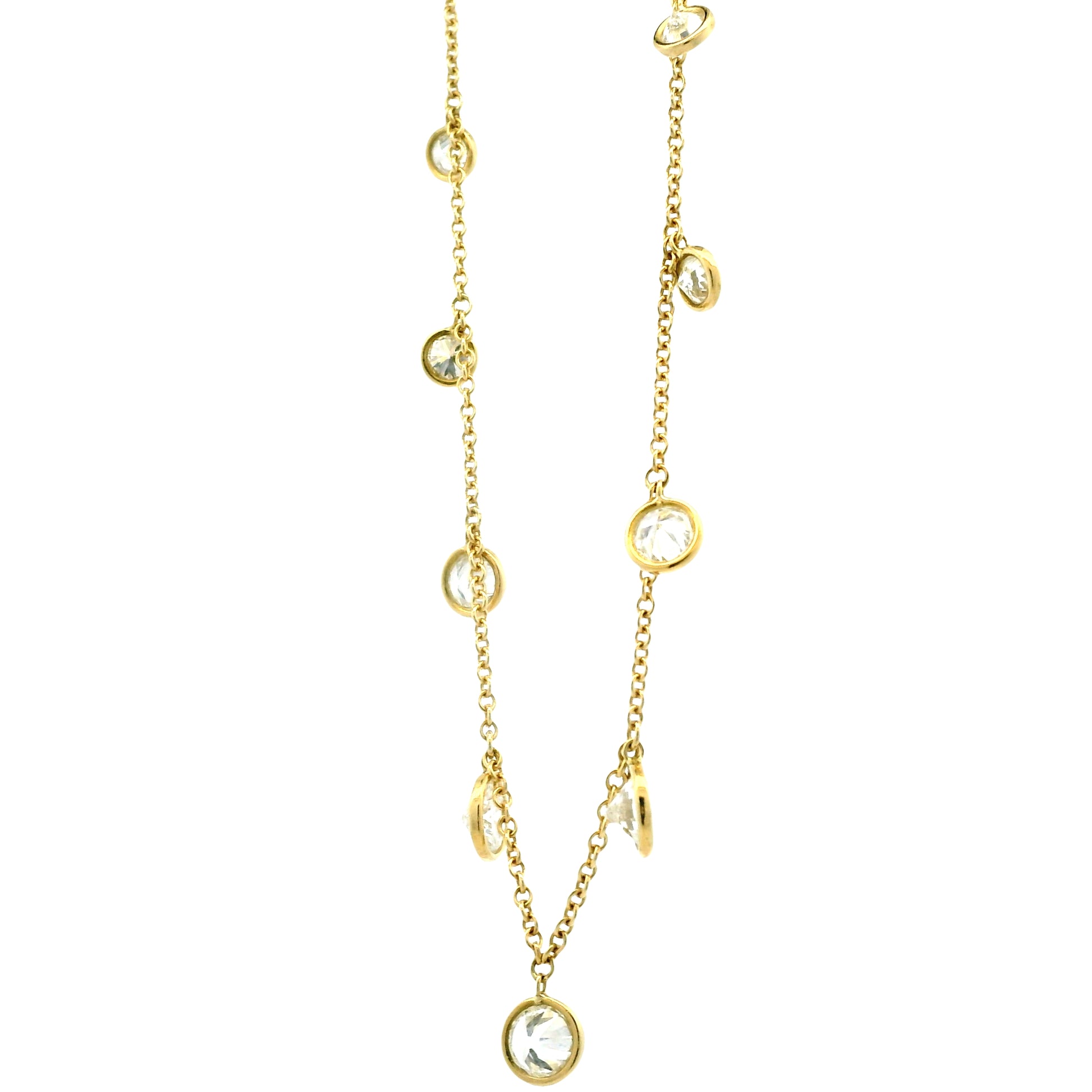 18k Yellow Gold 3.54ctw Round Brilliant Diamond By The Yard Choker Necklace 16" — reverse view