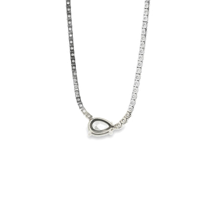 GIA Certified 1.06ct D VS2 Pear Cut Diamond Pendant Tennis Necklace — underside view