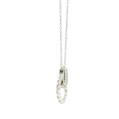 18k White Gold 1.41ctw Round Brilliant Diamond Pavé Circle Pendant Necklace — reverse view