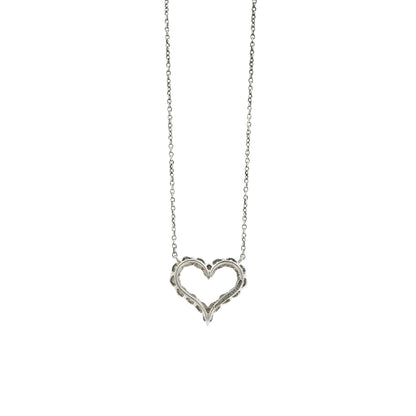 Tiffany & Co. Platinum 0.54ctw Round Brilliant Diamond Open Heart Pendant Necklace 16" — reverse view