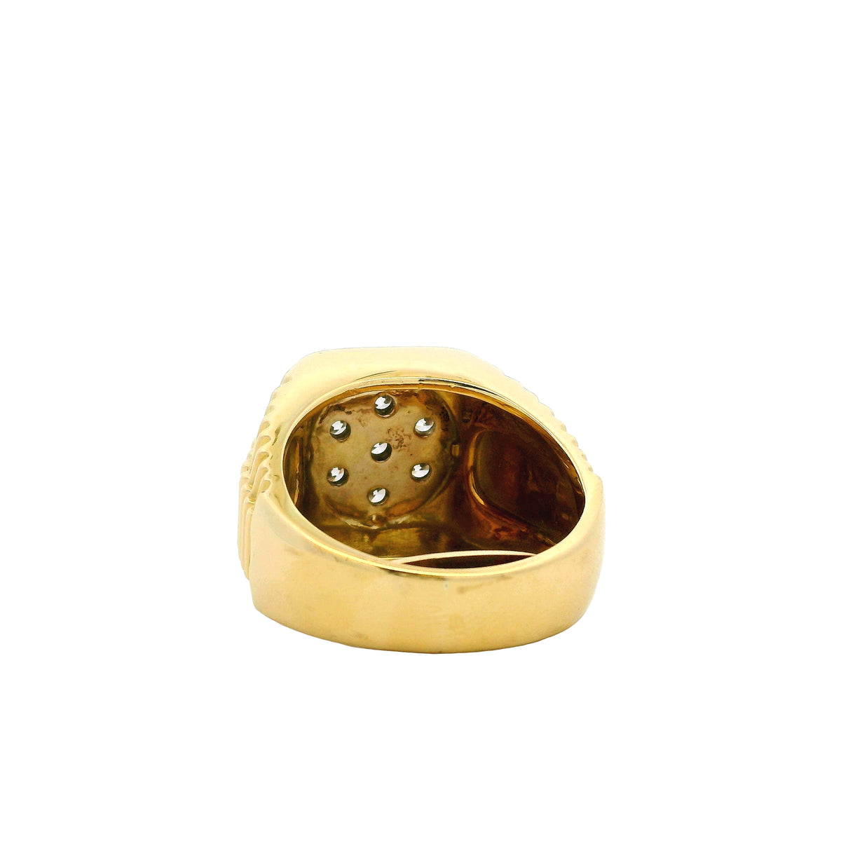 18k Yellow Gold 2.3ctw Round Brilliant Diamond Men's Cluster Ring — underside view