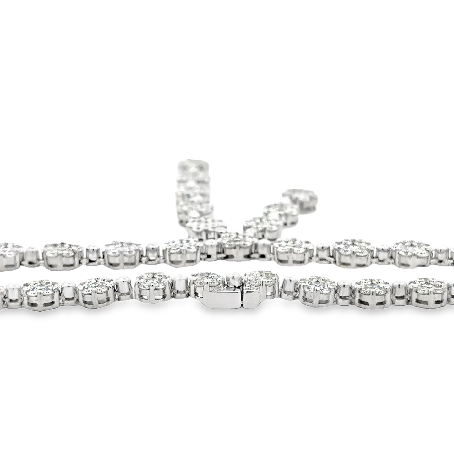 18k White Gold 20.00ctw Natural Round Brilliant Diamond Cluster Drop Necklace 17" — reverse view