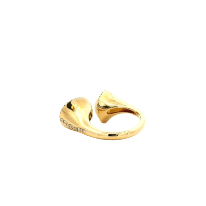 18k Yellow Gold White Opal and Black Opal Toi et Moi Ring — underside view