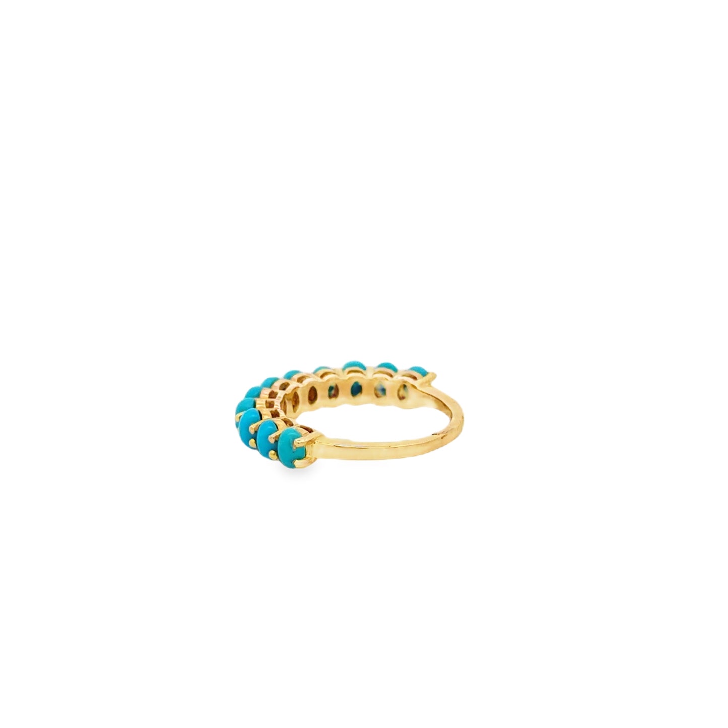 14k Yellow Gold Natural Turquoise Oval Cabochon Cocktail Ring — underside view
