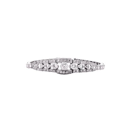 14k White Gold 2.50ctw Round Brilliant Diamond Art Deco Cluster Bracelet — reverse view