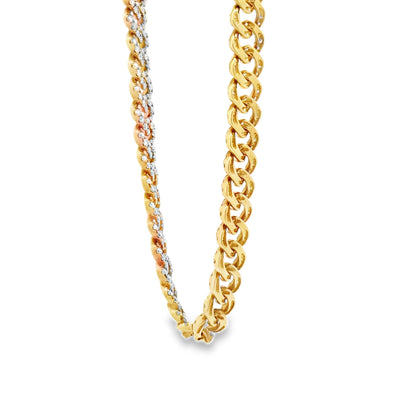 18k Yellow Gold 8.25ctw Pavé Diamond Cuban Link Chain Necklace 16" — reverse view