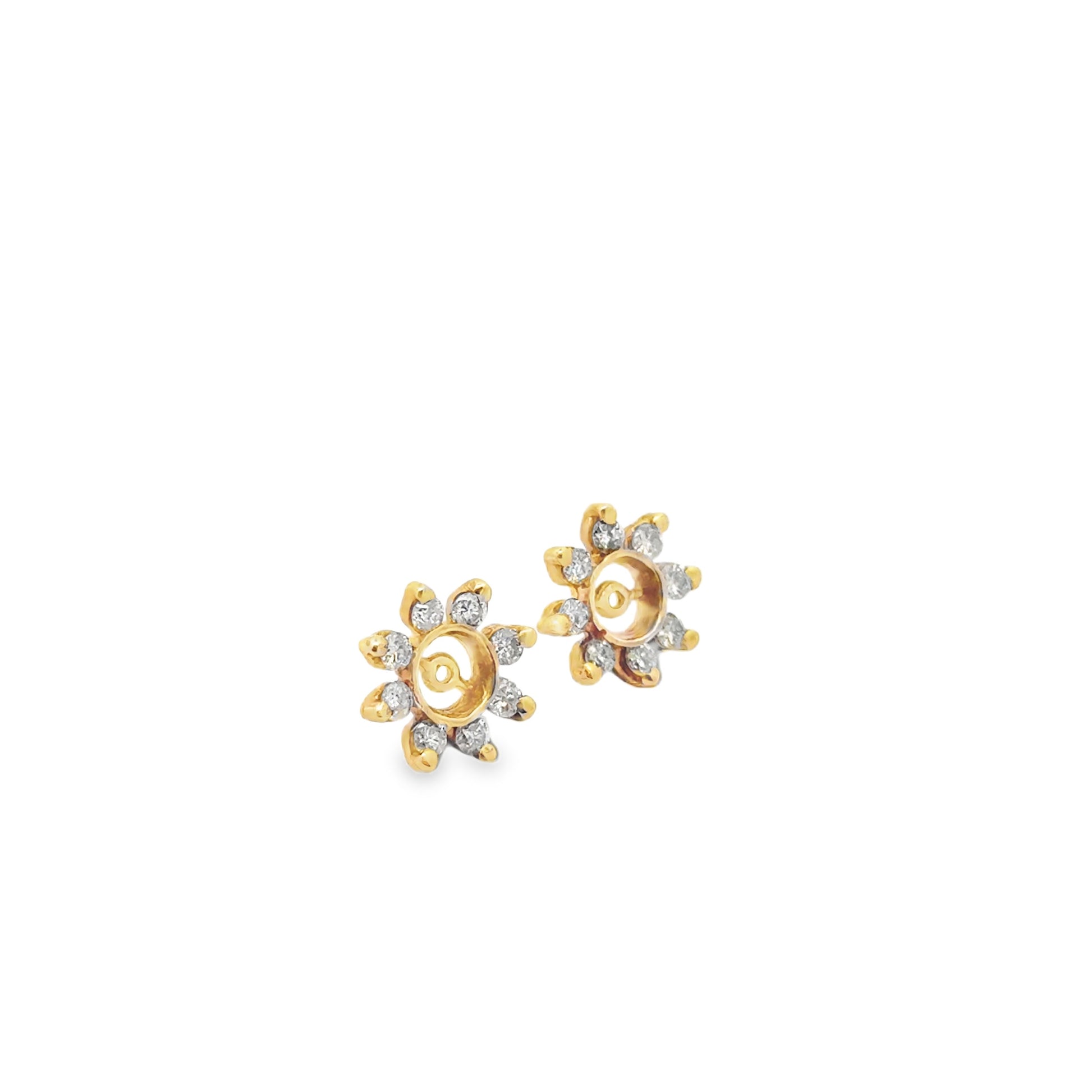 14k Yellow Gold Diamond Cluster Earring Jackets — reverse showing the back