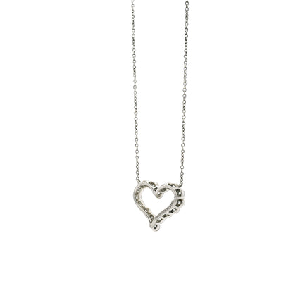 Tiffany & Co. Platinum 0.54ctw Round Brilliant Diamond Open Heart Pendant Necklace 16" — worn at the neckline