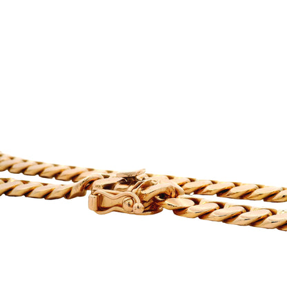 14k Rose Gold 10mm Cuban Link Chain Necklace 26" — worn at the neckline