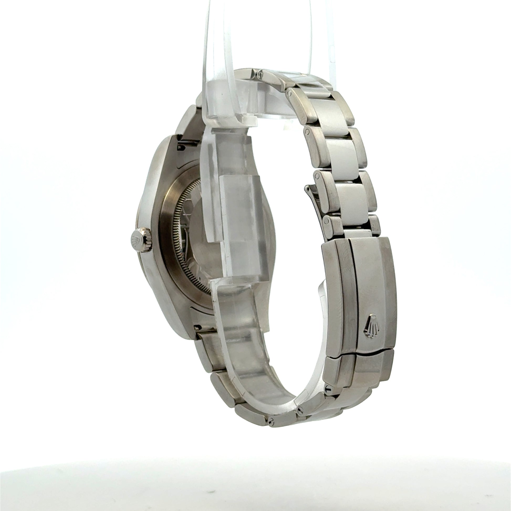 Rolex 116334 Datejust II 41mm Rhodium Diamond Dial Stainless Steel Watch — worn on the finger