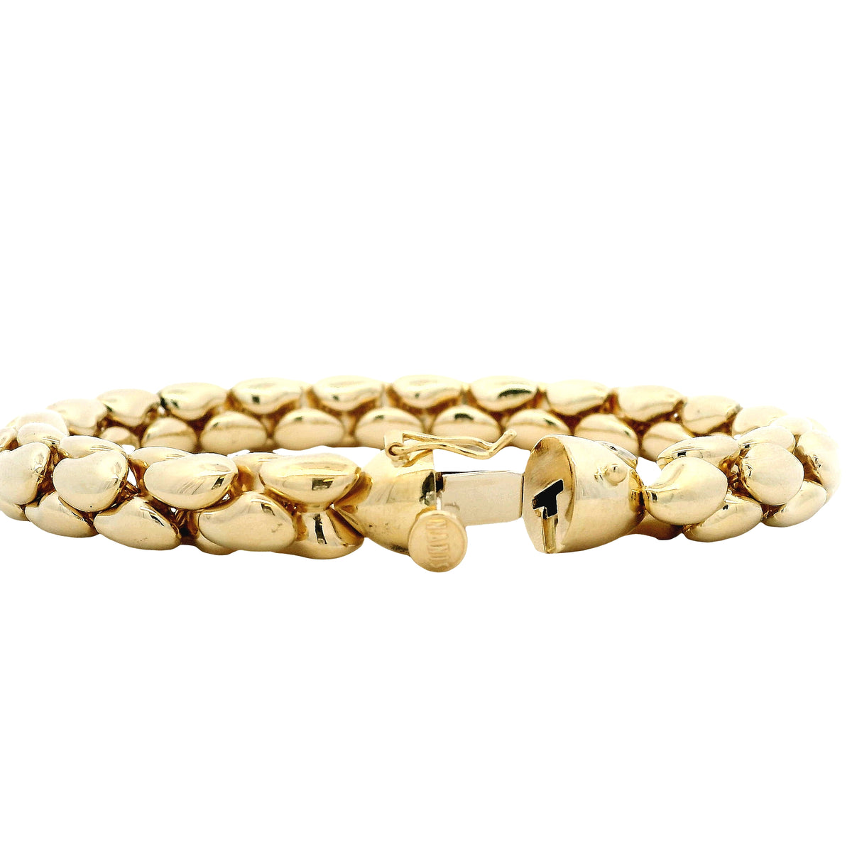 18k Yellow Gold Nanis Links Bracelet 7.5" — worn on the wrist