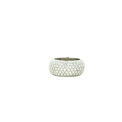 18k White Gold 3.65ctw Round Brilliant Diamond Pavé Ring — worn on the finger