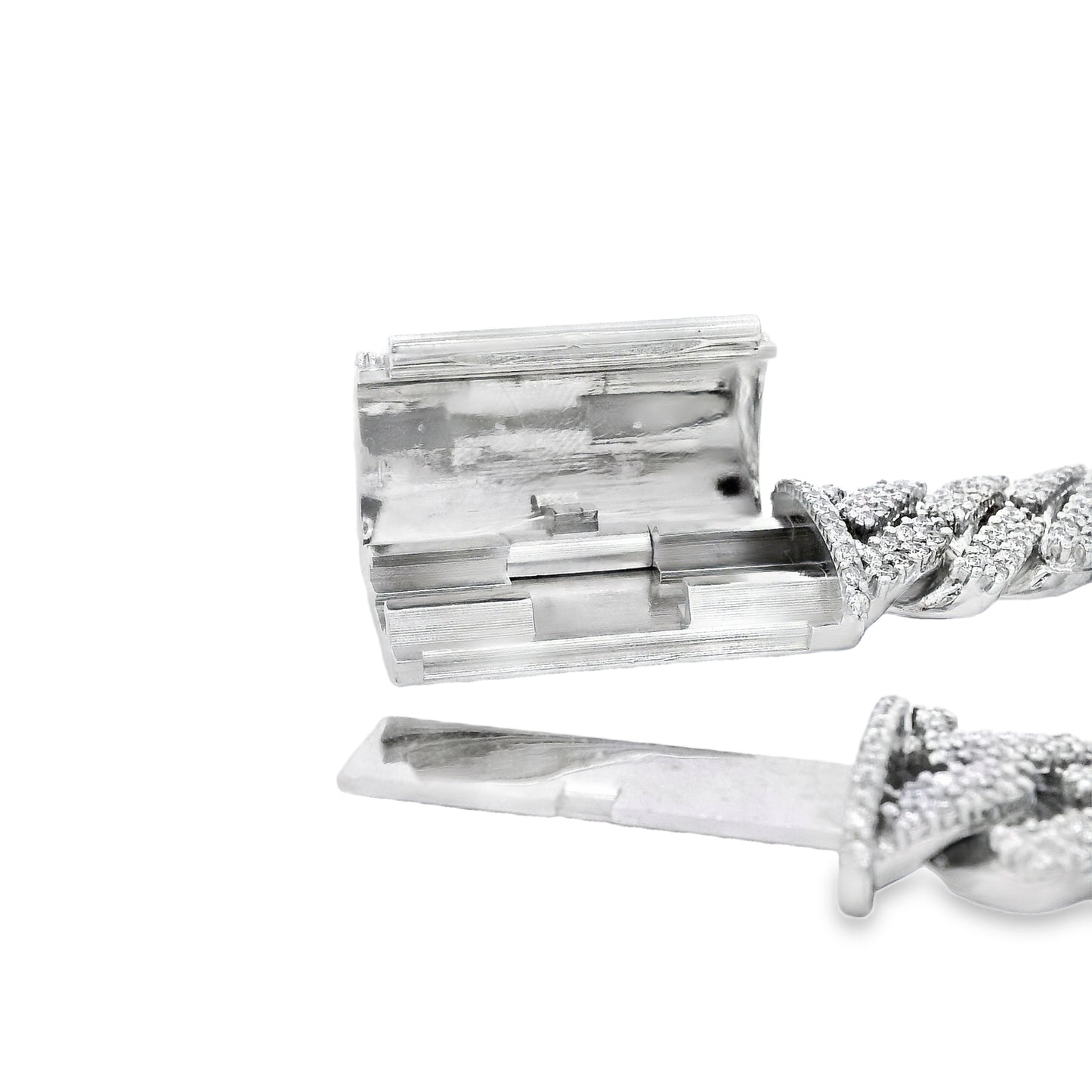 10k White Gold 13.35ctw Natural Diamond Cuban Chain Link Bracelet — worn on the wrist
