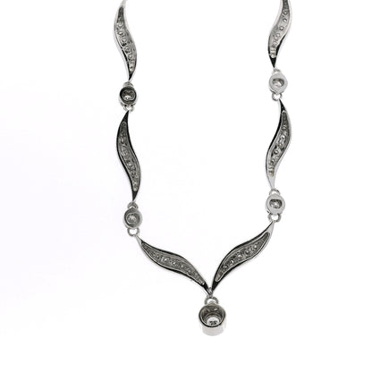 14k White Gold 0.90ctw Round Brilliant Diamond V-Shaped Necklace — worn on the wrist