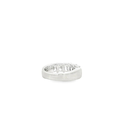 Platinum 3.03ctw Radiant Cut Diamond Half-Eternity Wedding Band Ring — worn on the finger