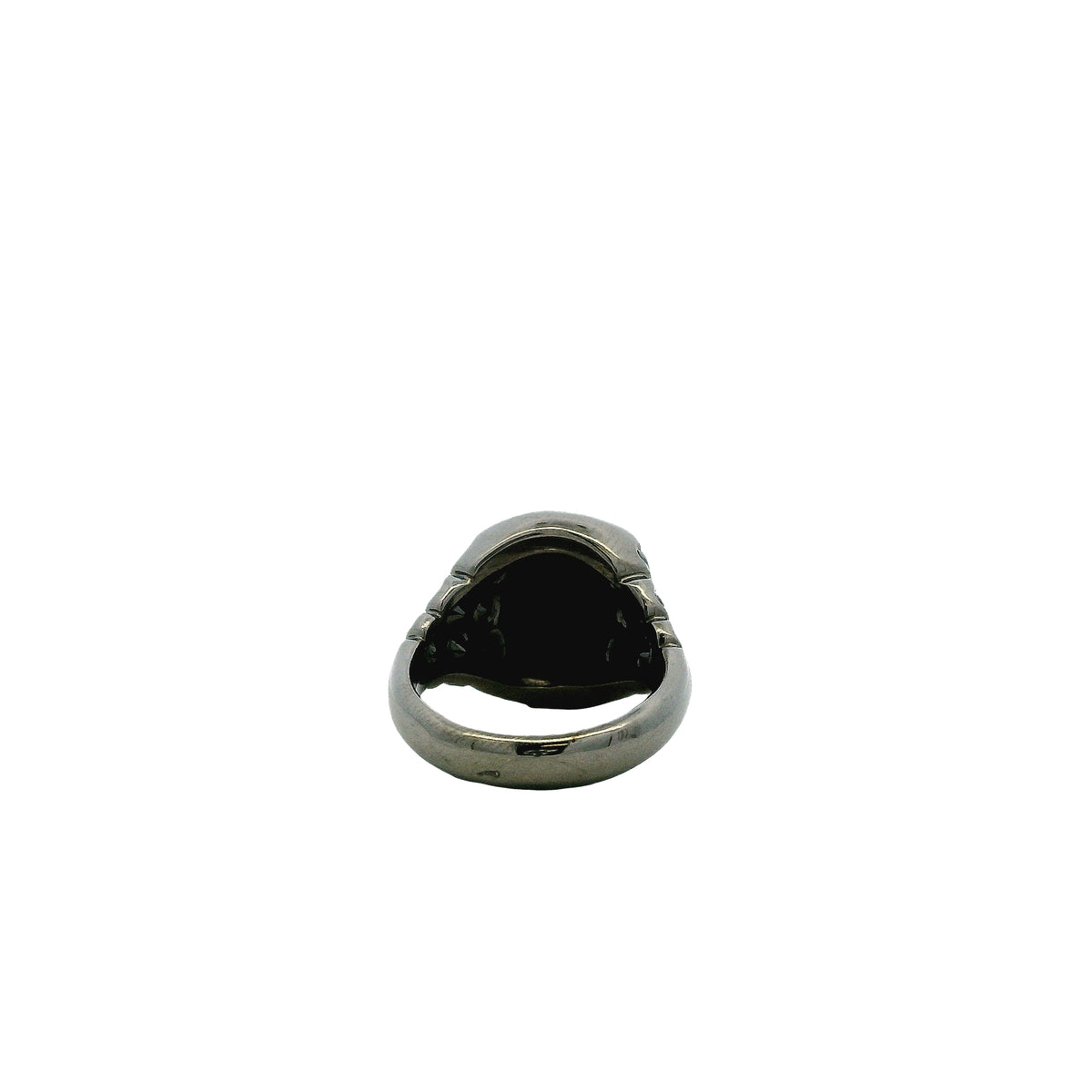 18k White Gold 1.50ct Oval Black Opal and 0.50ctw Pavé Diamond Ring — worn on the finger