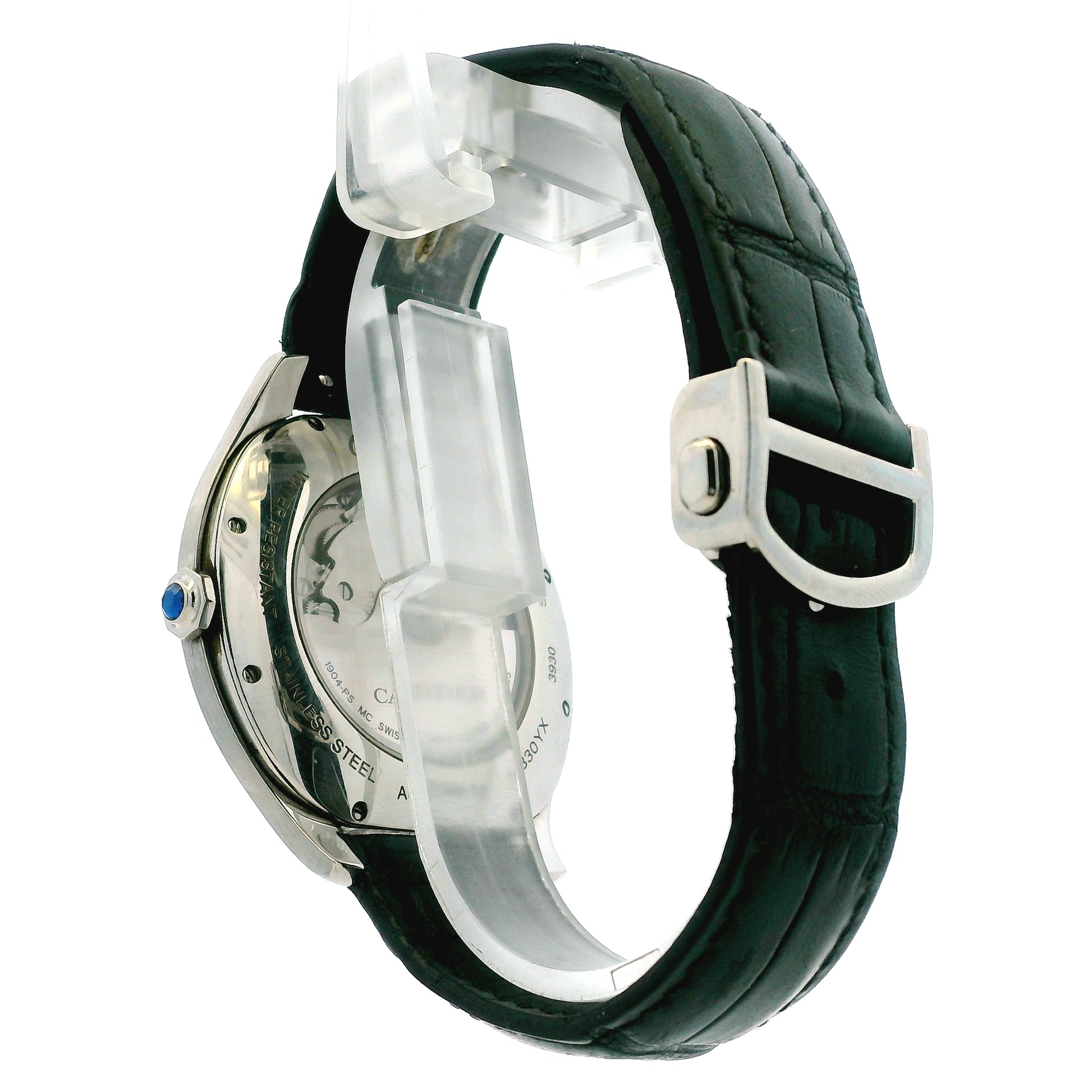 Cartier Drive De Cartier WSNM0004 40x41mm Silver Guilloché Dial Stainless Steel Watch — worn on the wrist