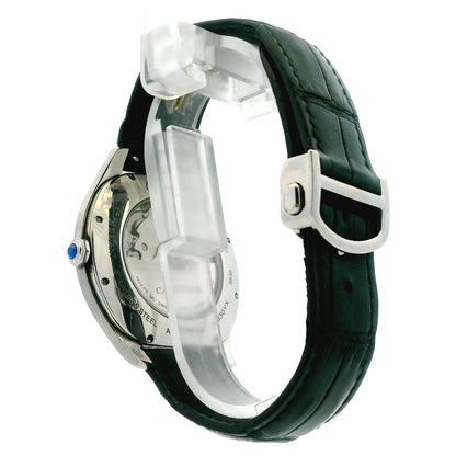 Cartier Drive De Cartier WSNM0004 40x41mm Silver Guilloché Dial Stainless Steel Watch — worn on the wrist