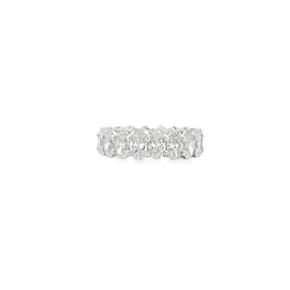 Platinum 5.66ctw Oval Cut Diamond Eternity Band Ring — worn on the finger