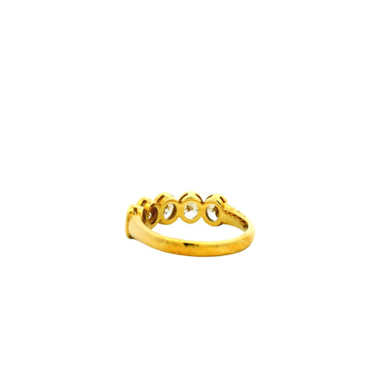 18k Yellow Gold 1.55ctw Oval Cut Natural Diamond Bezel Set Band Ring — worn on the finger