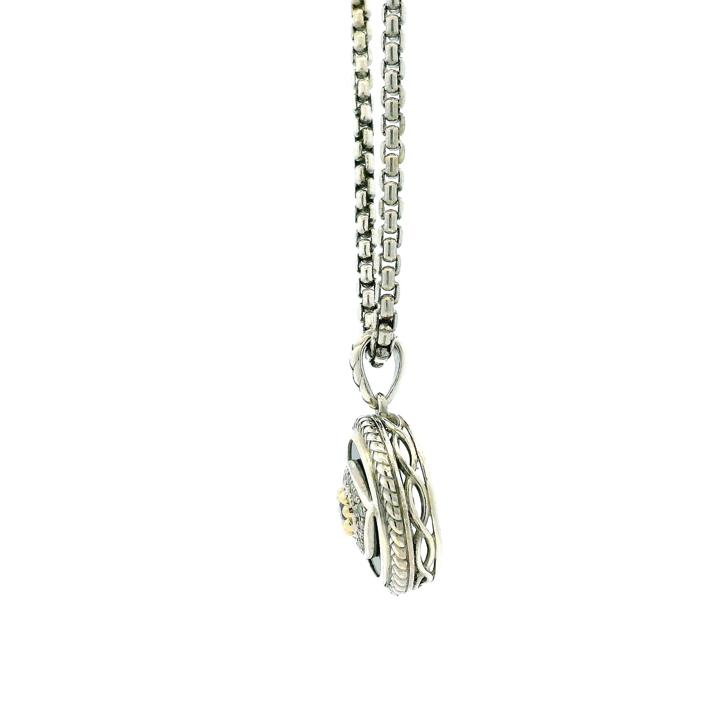 Effy 14k White Gold 1.0ctw Diamond and Onyx Panther Evil Eye Pendant Necklace — worn on the finger