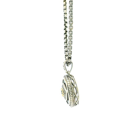 Effy 14k White Gold 1.0ctw Diamond and Onyx Panther Evil Eye Pendant Necklace — worn on the finger