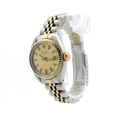 Rolex 6917 Oyster Perpetual Datejust 26mm Champagne Dial Two-Tone Watch — worn on the wrist