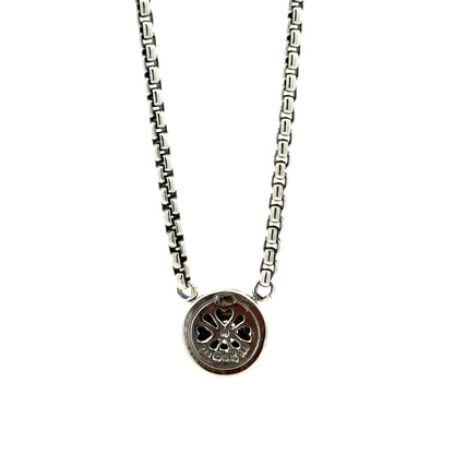 David Yurman Sterling Silver & 14k Gold Blue Topaz Classic Cable Cookie Pendant Necklace 16" — worn at the neckline