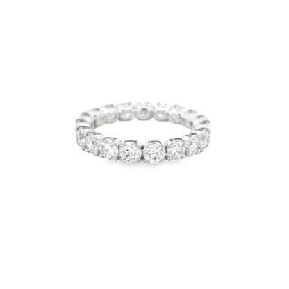 18k White Gold 3.04ctw Round Brilliant Diamond Eternity Band Ring — worn on the finger