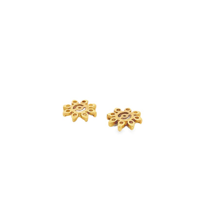 14k Yellow Gold Diamond Cluster Earring Jackets — worn on the ear